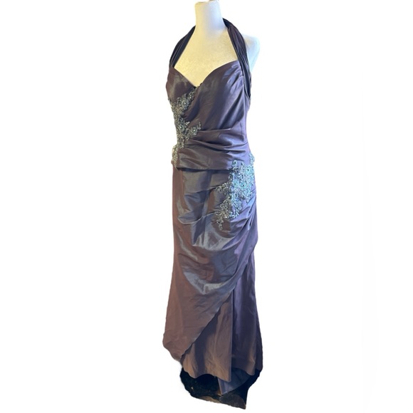 Cameron Blake by Moni Cheri, Size 12, Halter Style, with Jacket, Purple/Blue - Picture 4 of 16